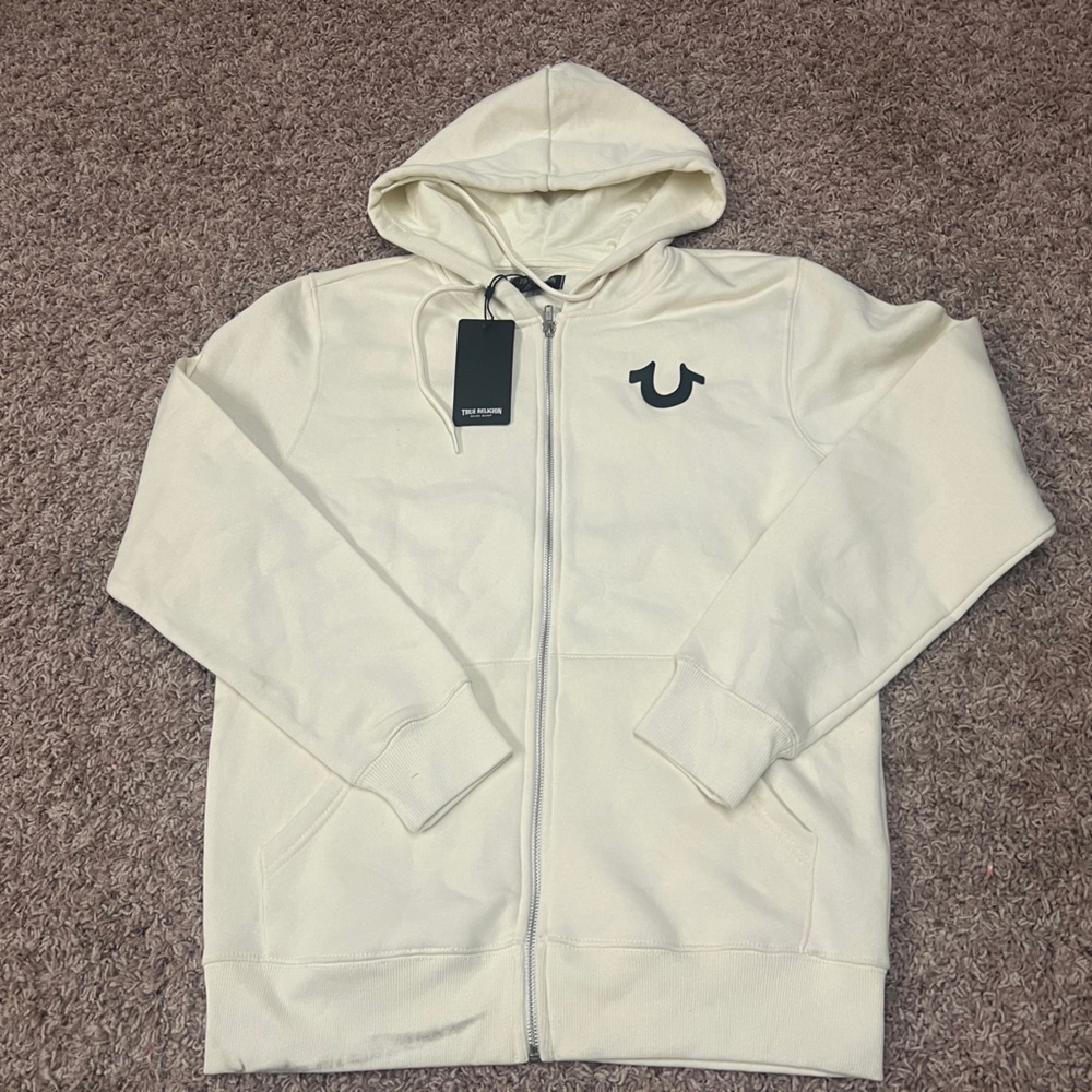 NWT - True Religion White Full Zip Hoodie - Size S